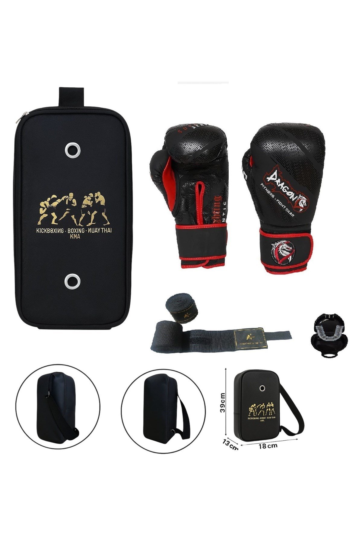 Supreme Hakiki Deri Boks Eldiveni Kick Boks Muay Thai Eldiveni 3'lü Set ve Eldiven Taşıma Çantalı