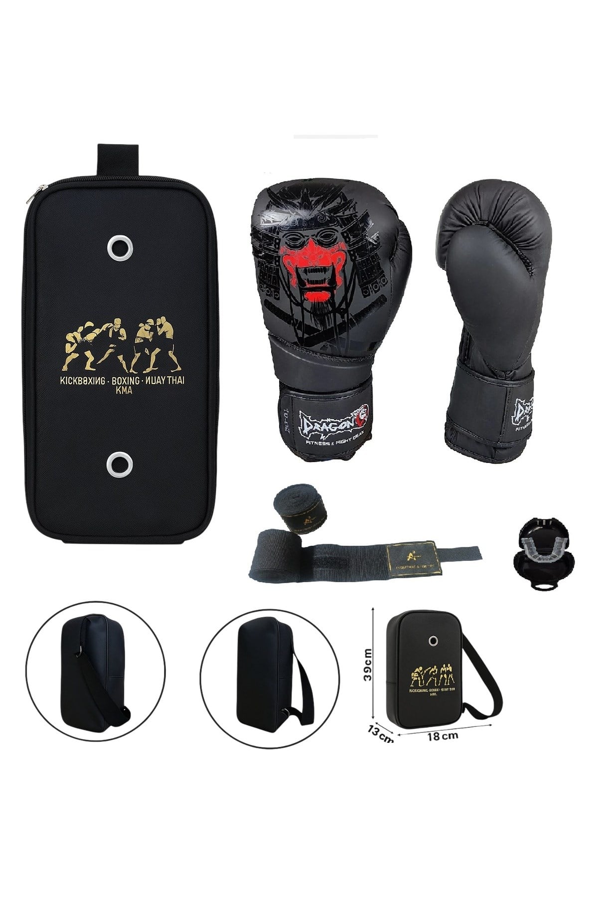 Yakuza Kick Boks Eldiveni Boks Eldiveni Muay Thai Eldiveni 3'lü Set ve Eldiven Taşıma Çantalı