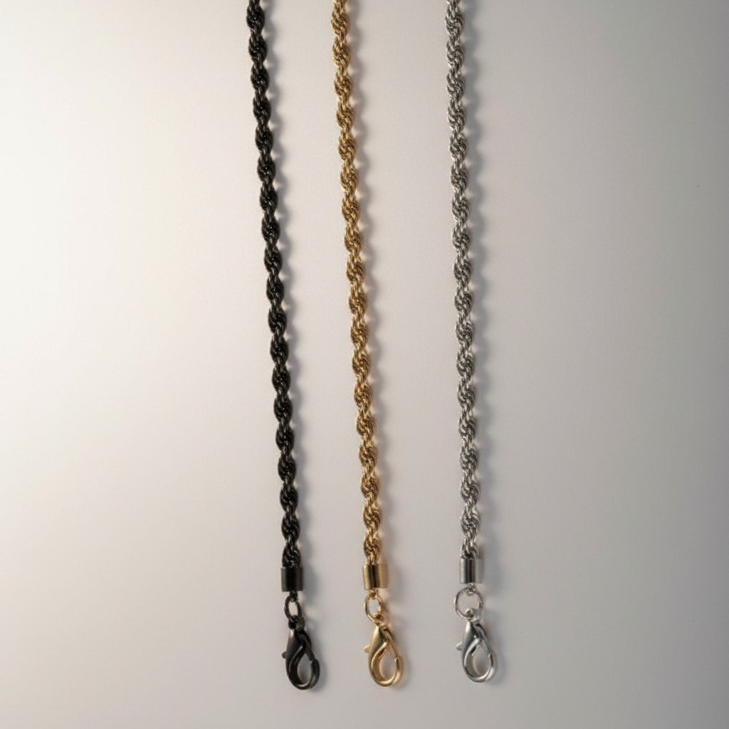 Burgulu Model Çanta Zinciri 120 cm Nikel, Light Gold ve Siyah Nikel