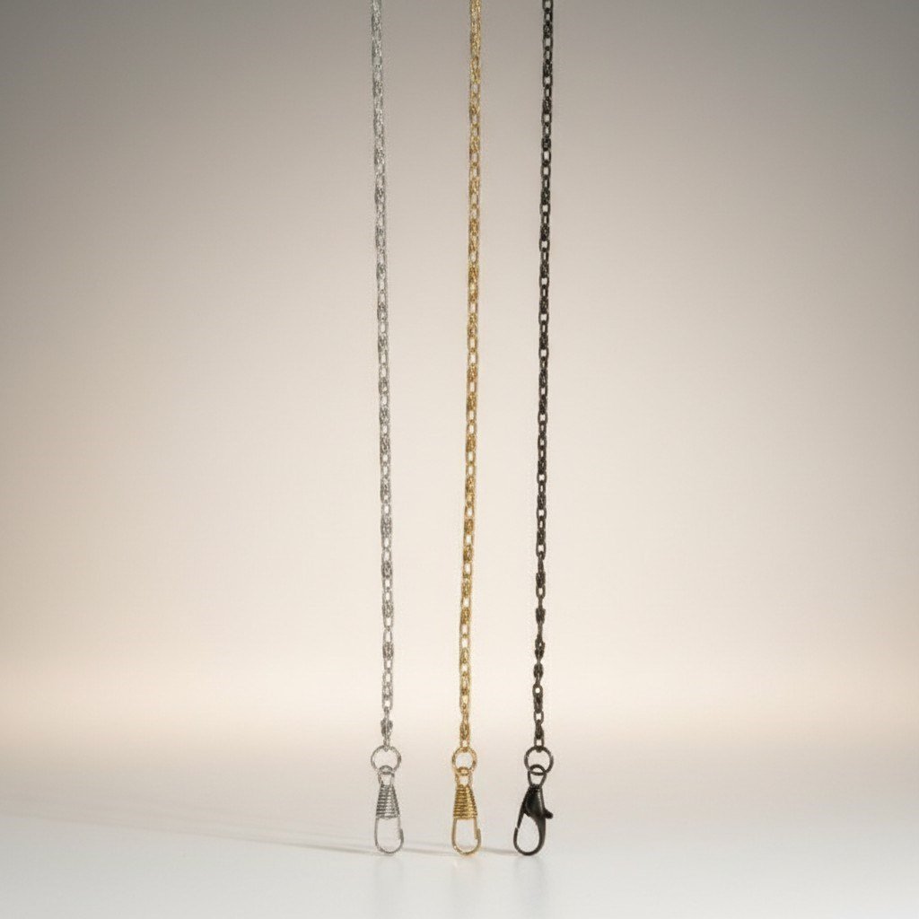 Kıvrık Model Çanta Zinciri 120 cm Nikel, Gold, Siyah Nikel, 6 Adet