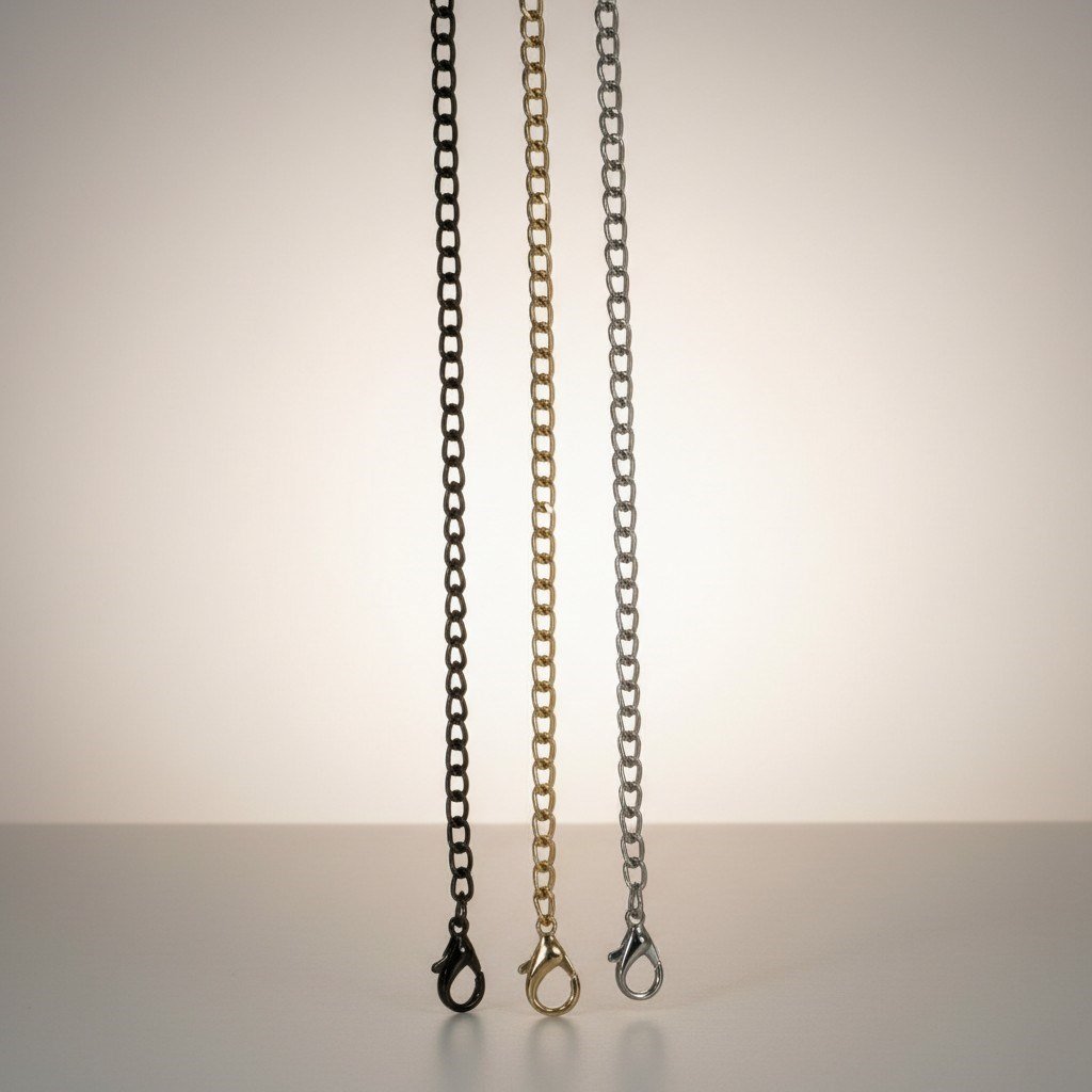 Klasik Ufak Zincir 120 cm Nikel, Light Gold, Siyah Nikel, 2 adet