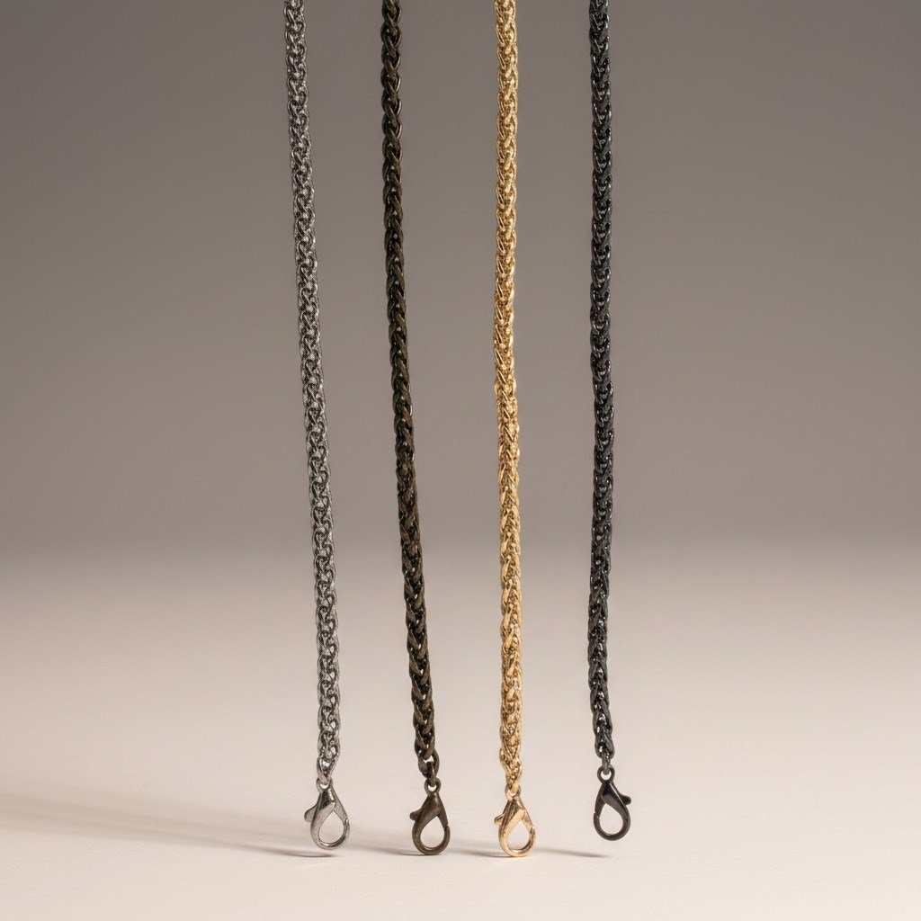 Örgülü Model Çanta Zinciri 120 cm Nikel, Antik, Light Gold, Siyah Nikel