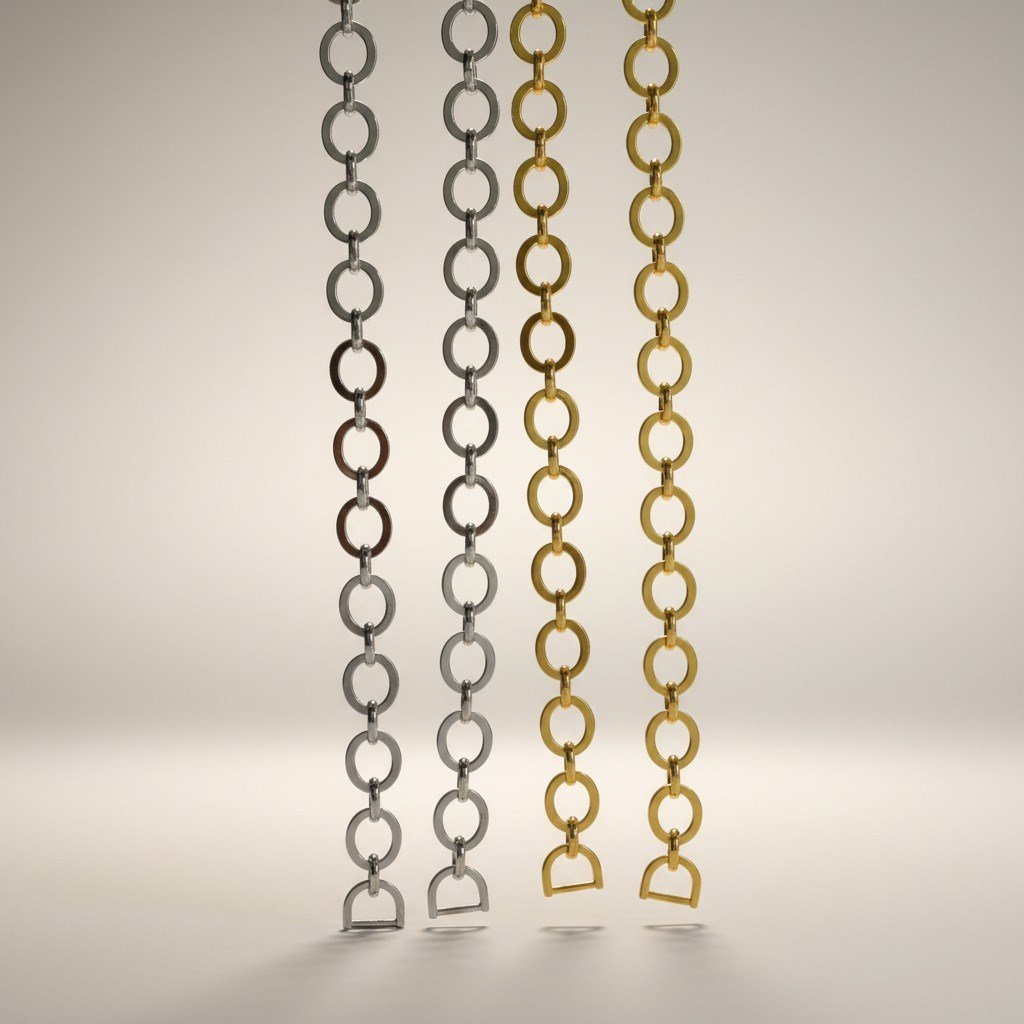 Oval Düz Model Çanta Zinciri 120 cm Nikel ve Gold