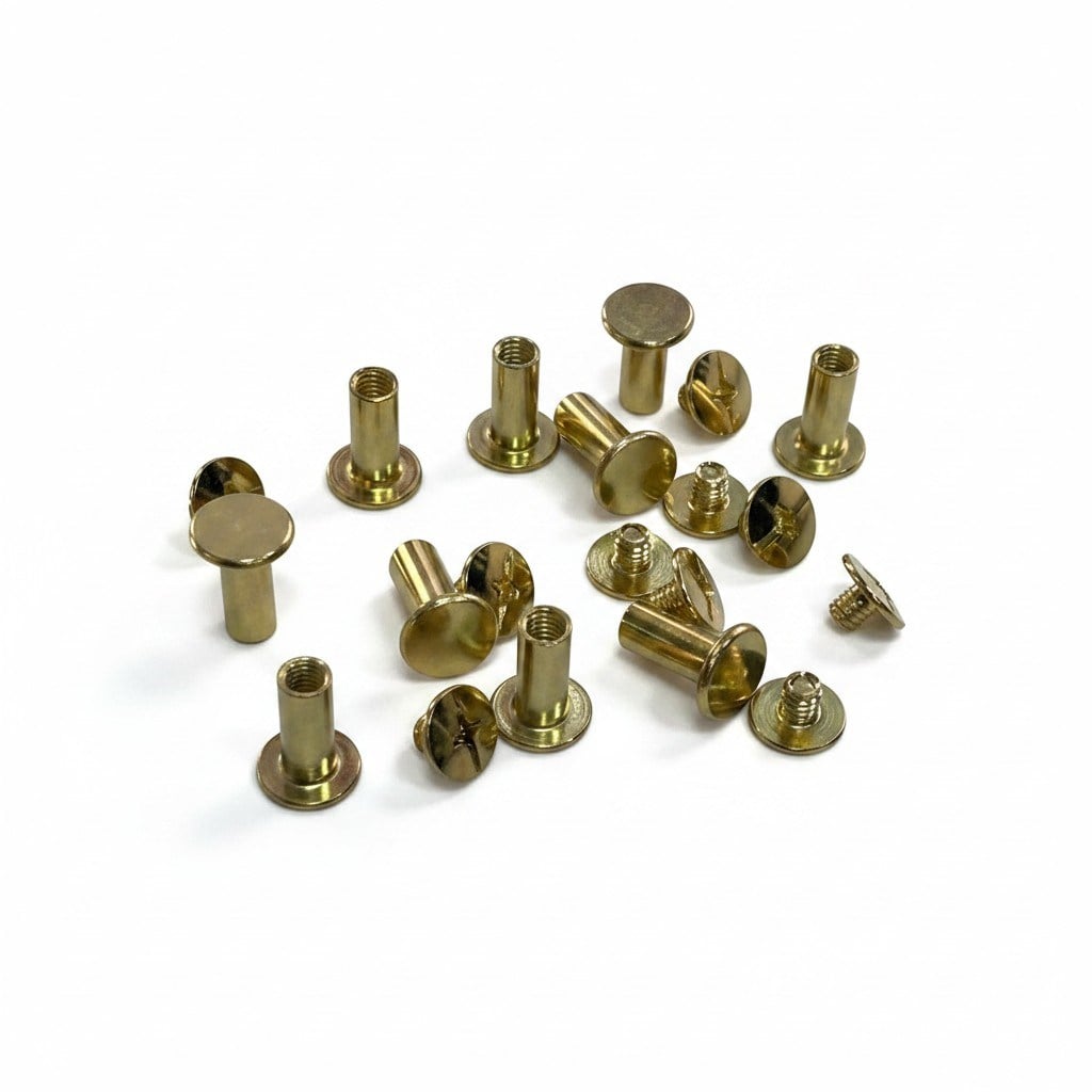 Vidalı Boru Çanta, Kemer ve Menü Vidası 12 mm Gold, 25 Adet