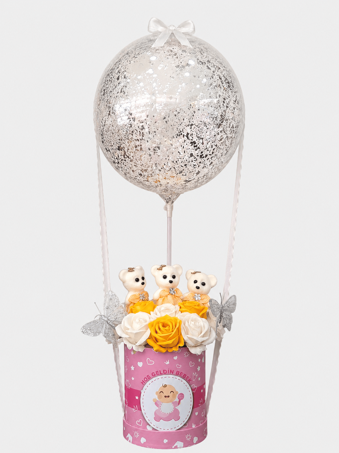 Marmaris Hoş Geldin Bebek Balon Aranjmanı | Ayıcıklı Özel Tasarım Hediye