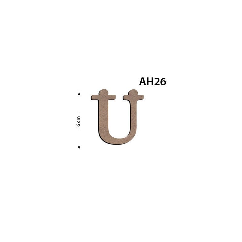 Ah26 Ahşap 6 cm Ü Harfi