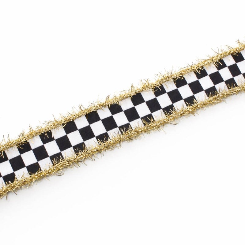 Dama Kurdele Saçaklı Siyah-Beyaz 30 mm