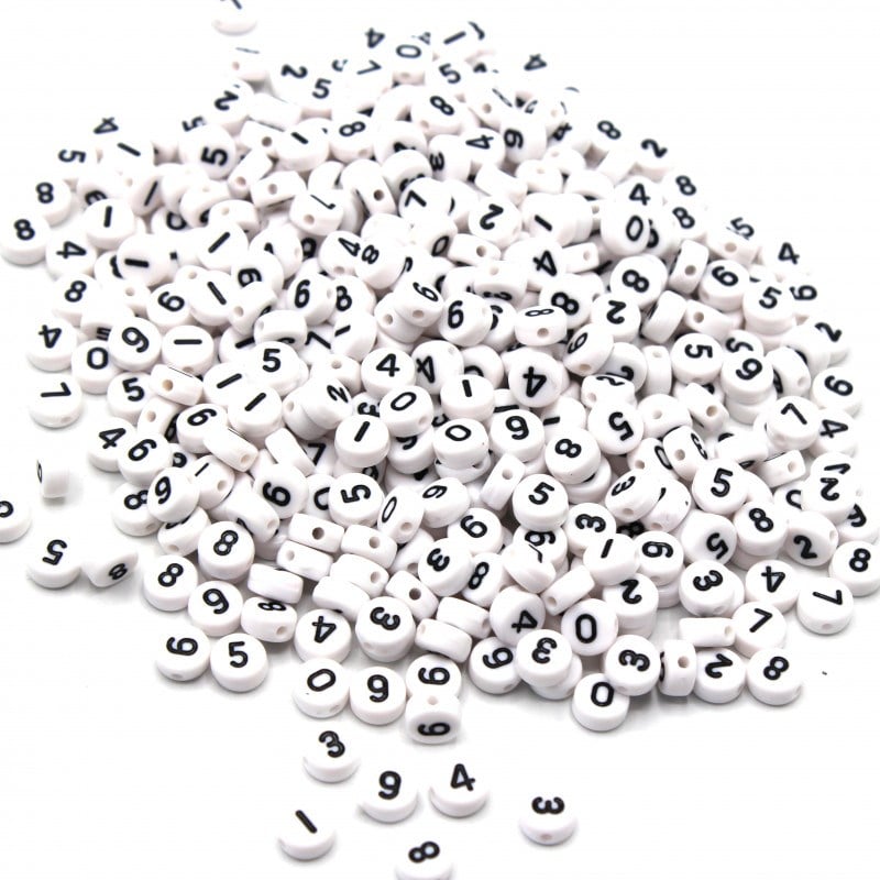 Elips Rakam Boncuk Beyaz 6 mm 250 gr