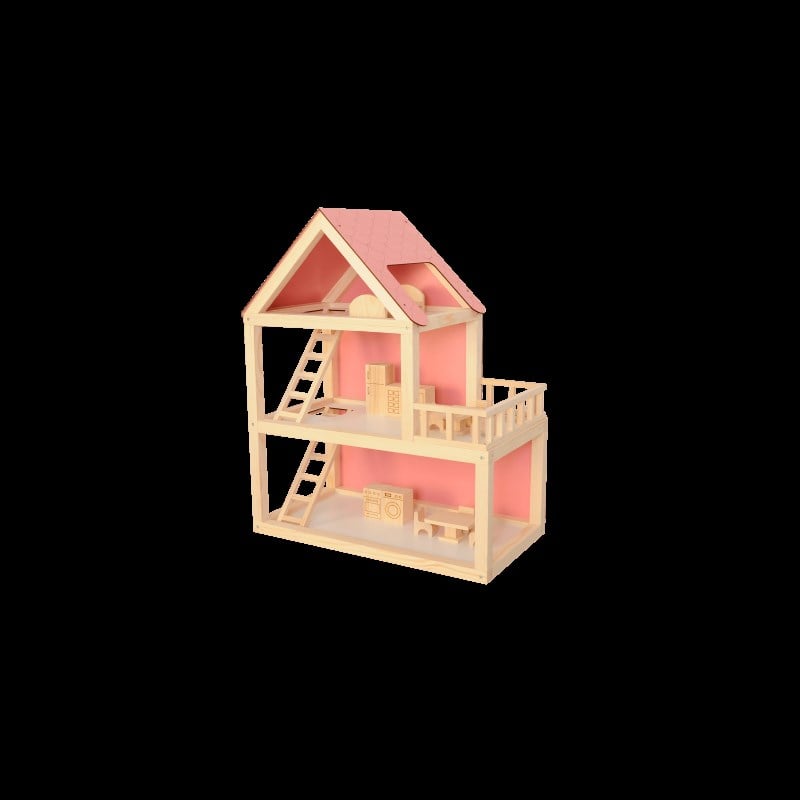 Ev13 Ağaç Pembe Barbie Ev 68 cm Demonte