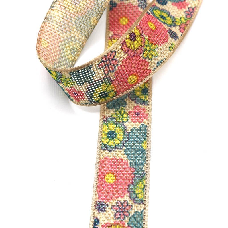 File Kurdele 2,5 cm Çiçekli