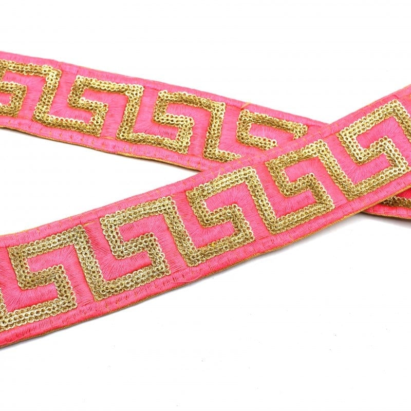Hint İşi Şerit Etnik Motif Pembe