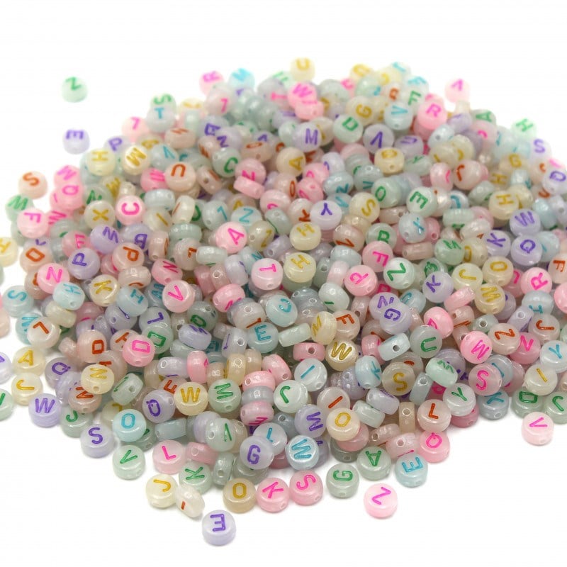 Karanlıkta Parlayan Harf Boncuk Elips Renkli 6 mm 250 gr