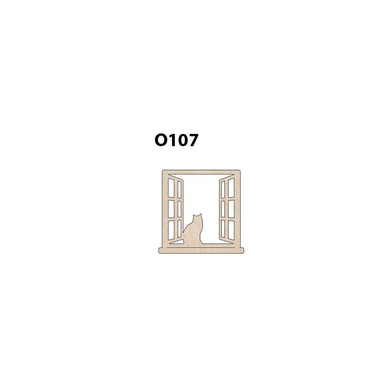 O107 Kedili Pencere Ahşap Obje