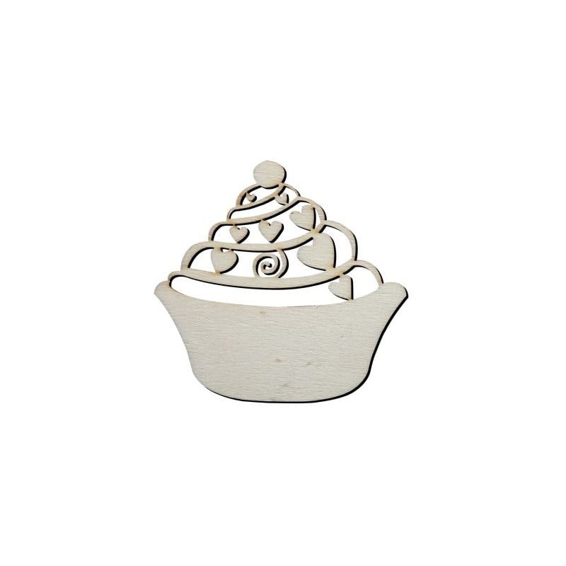 O23 Cupcake Kalpli Paket Süs Ahşap Obje
