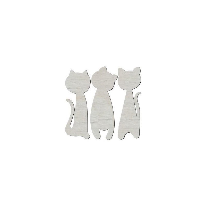 O93 3'lü Kedi Paket Süs Ahşap Obje