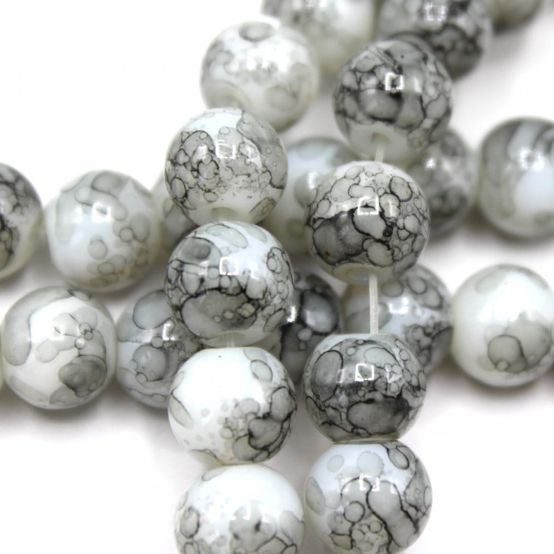 Obsidyen Taşı Boncuk Yuvarlak Model 14