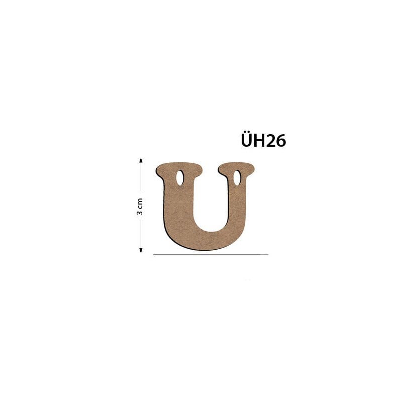 Üh26 Ahşap 3 cm Ü Harfi