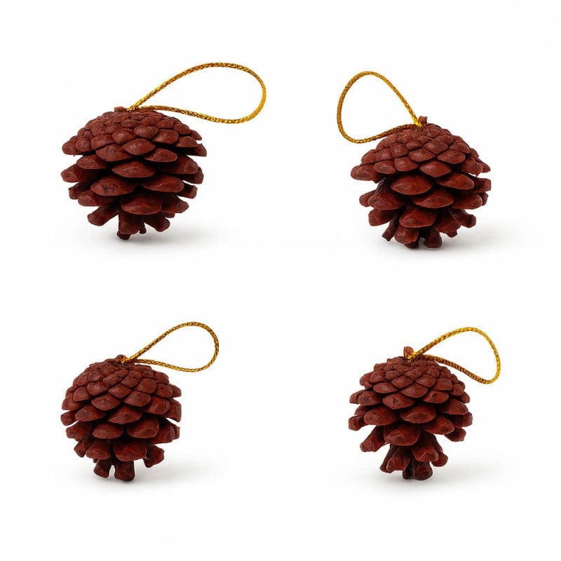 Yılbaşı Ağaç Süsü Kozalak Bordo 3 cm 4'lü