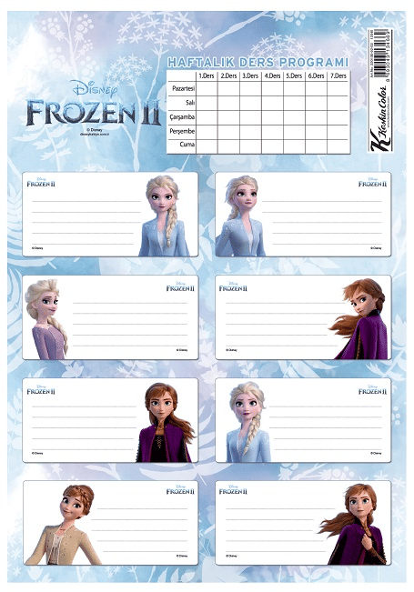 Keskin Okul Etiketi Ders Programlı Frozen II 220130-92 (1 adet)