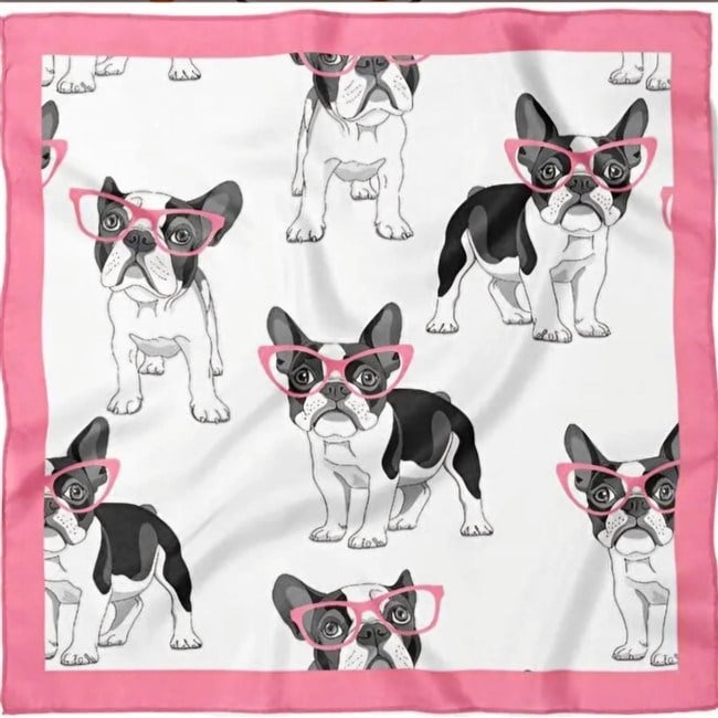 Tekstil Patili Dost Köpek Desenli Fular 