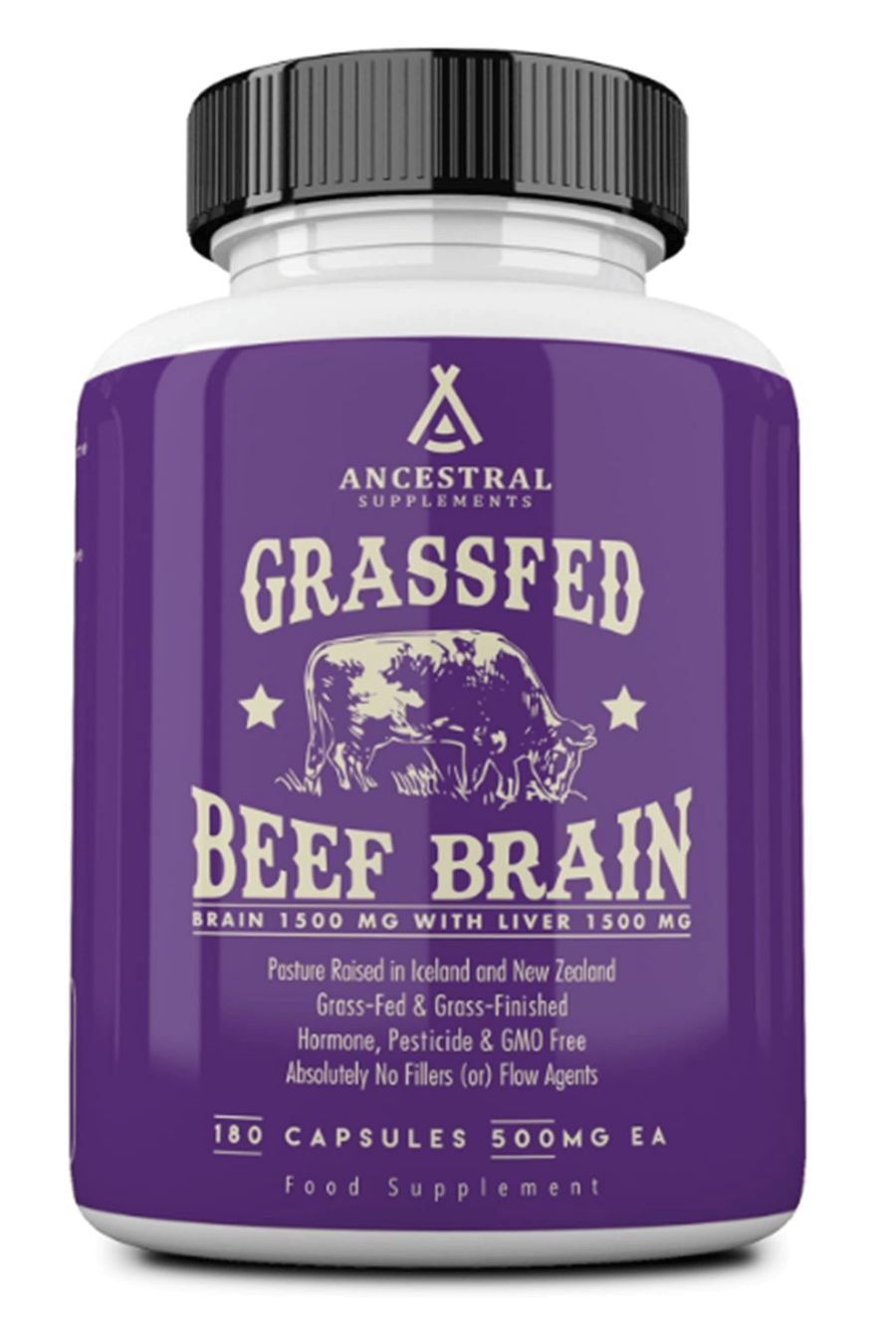 Ancestral Supplements Grass Fed Beef Brain with Beef Liver 3000MG 180 Capsul. Usa Menşei.78.