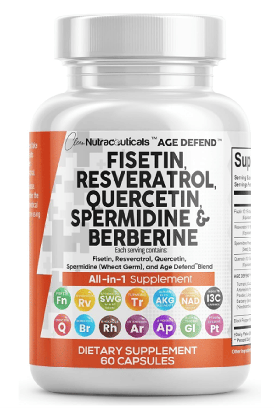 Clean Nutraceuticals Fisetin Quercetin Resveratrol with Spermidine Wheat Germ Extract -  Berberine, Collagen, Rhodiola, Apigenin 60 Capsul.Abd Menşei.52.