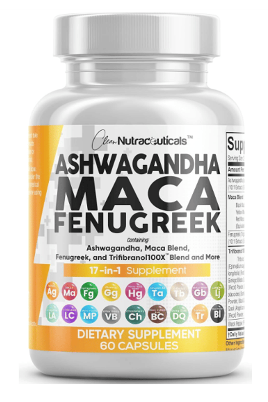 Clean Nutraceuticals - Maca Root - Fenugreek -  with Tongkat - Ginseng - Assists with Stress, Mood & Thyroid - 60 Capsul.Made ın Usa.54.
