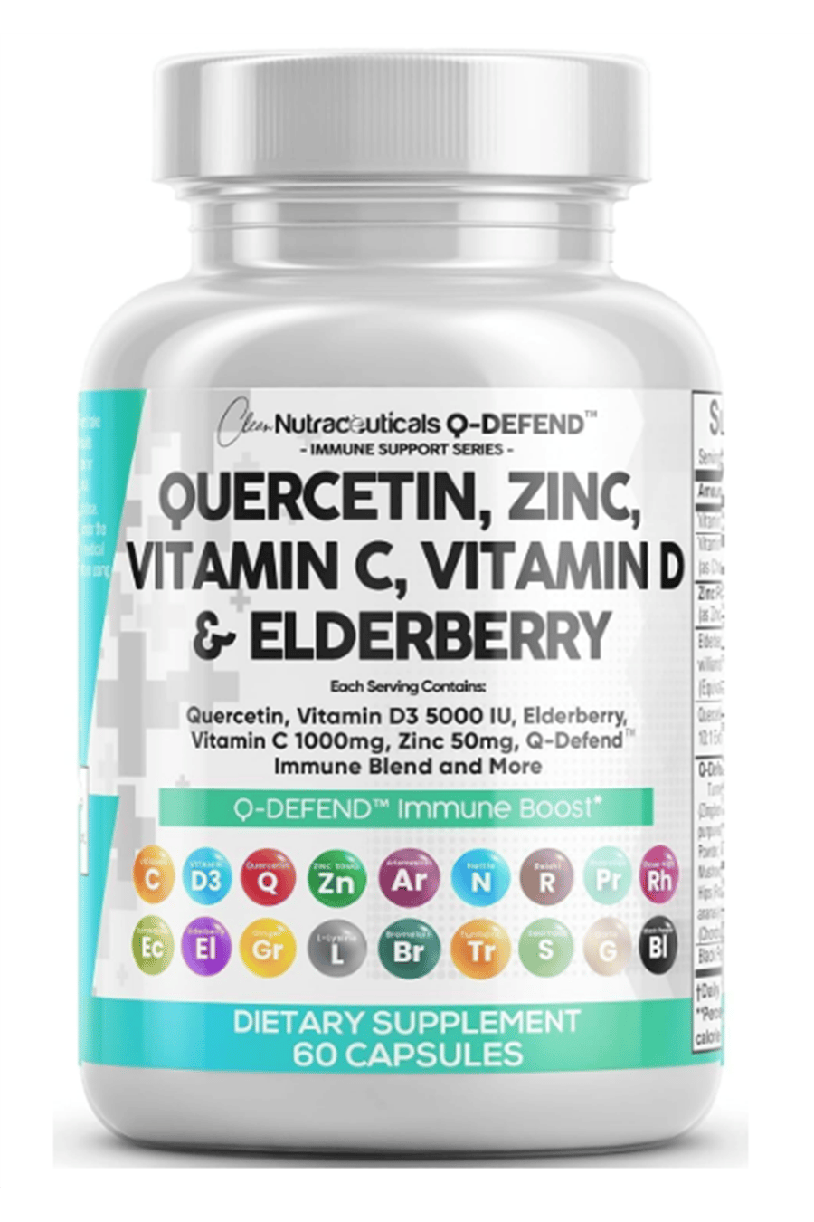 Clean Nutraceuticals Quercetin Zinc 60 Capsul Vitamin C Vitamin D Bromelain Elderberry - Lung Artemisinin, Sea Moss, Echinacea, Allergy Relief.USA.