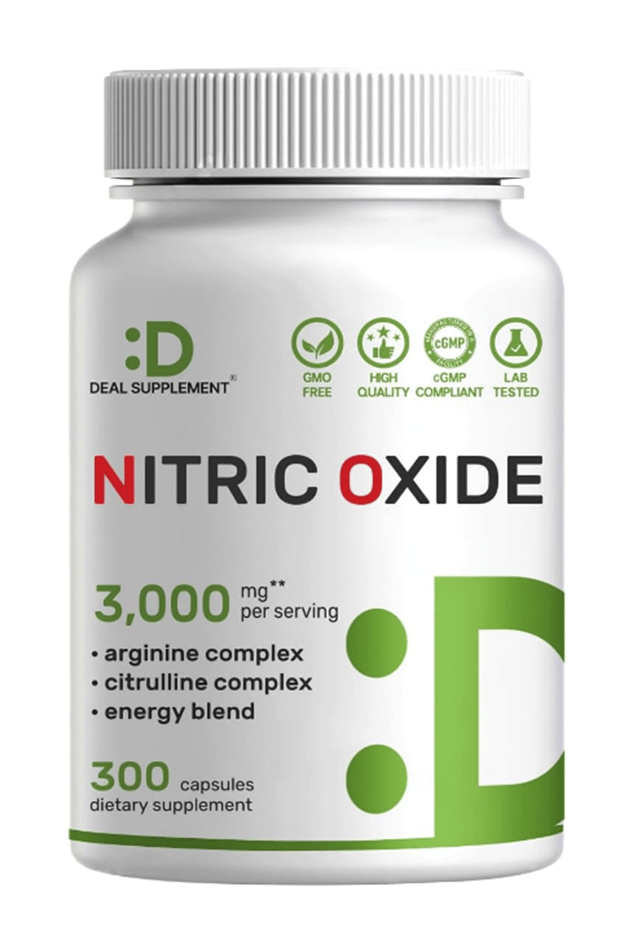 DEAL SUPLAMENT Nitric Oxide Supplement 3000mg, 300 Capsules – Arginine, Citrulline, Korean Red Ginseng, Tonkat Ali, Maca Root, Marshmallow Blend.