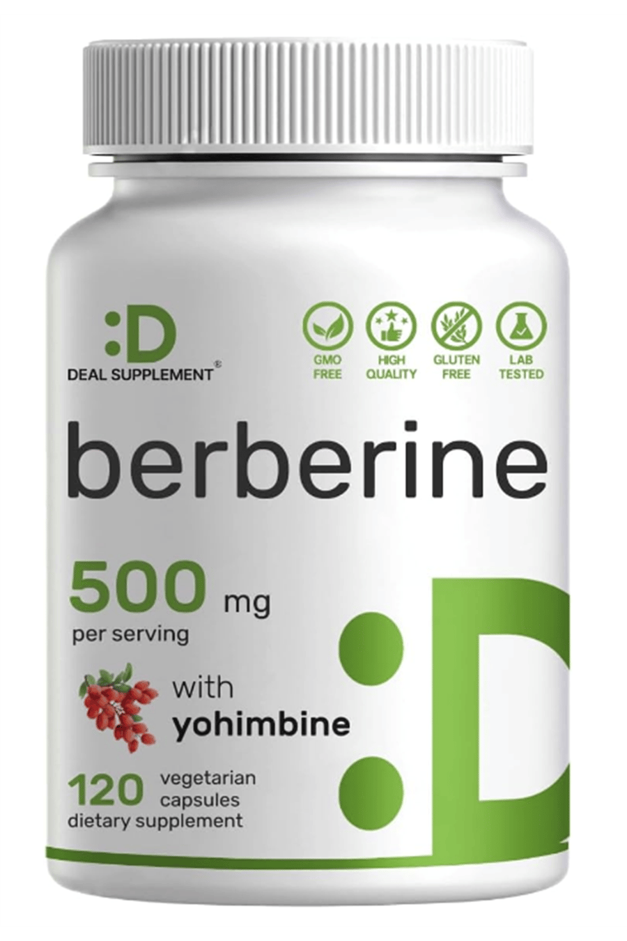 DEAL SUPPLEMENT  Berberine, 500mg Per Serving, 120 Veggie Capsules .Abd Menşei.