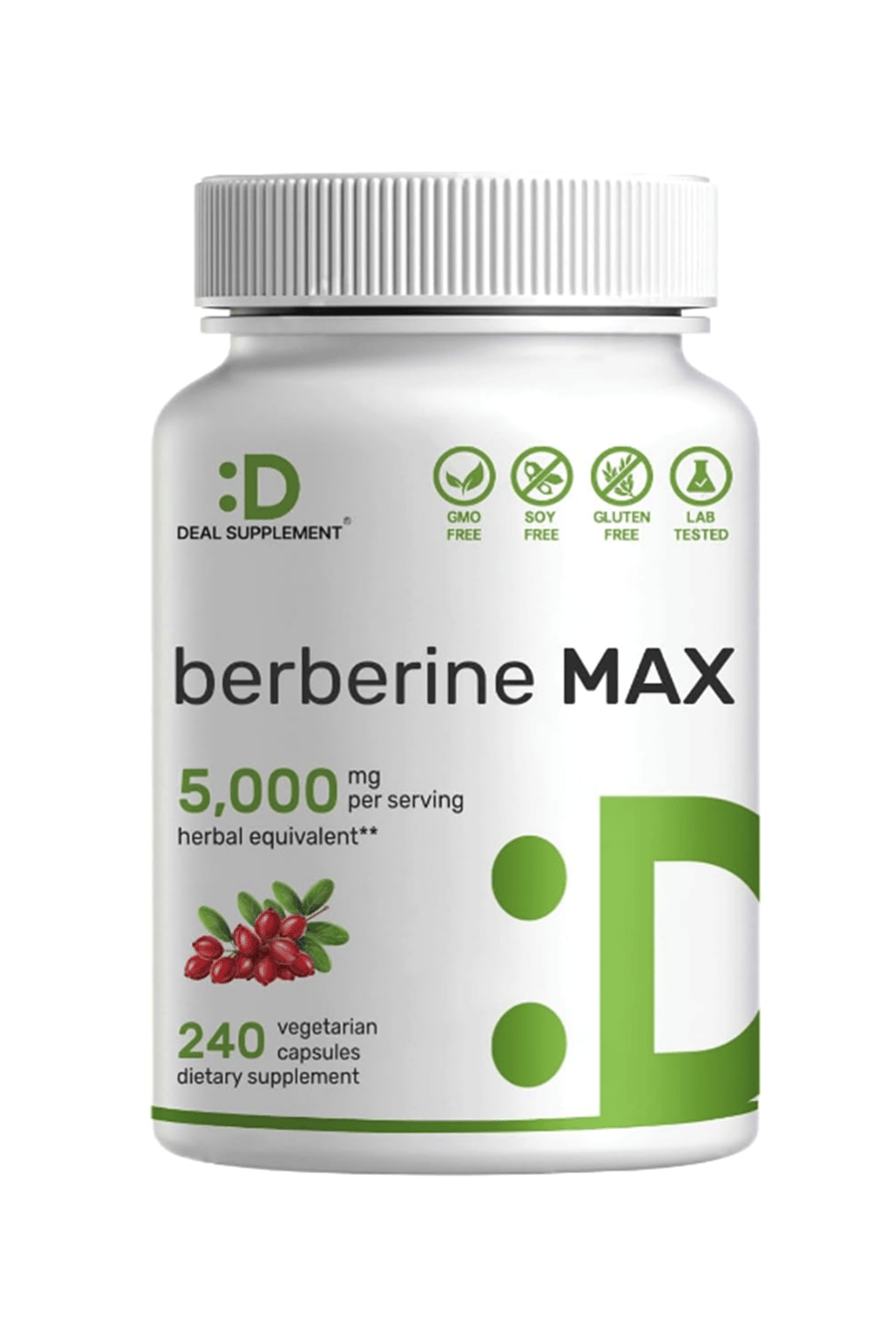 DEAL SUPPLEMENT Berberine Max  5000mg  240 Veggie Capsul – 97% Pure Berberine HCL – 25:1 Root Extract .ABD MENŞEİ.54.