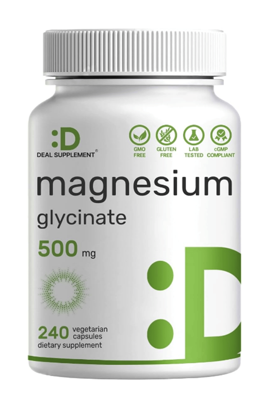 DEAL SUPPLEMENT Magnesium Glycinate 500mg, 240 Veggie Capsul.Abd Menşei. 4045