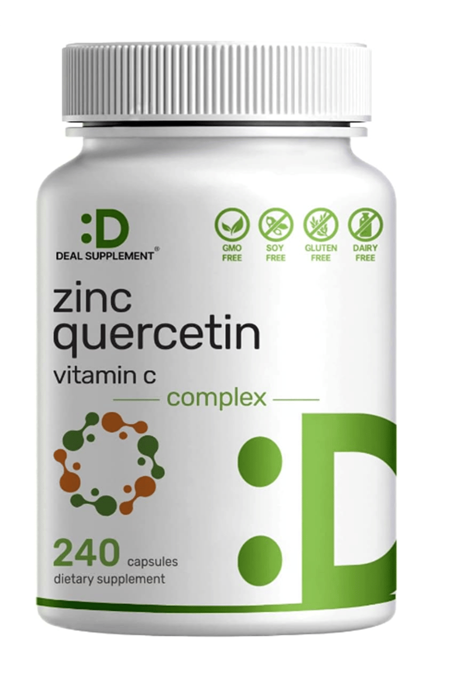 DEAL SUPPLEMENT Zinc + Quercetin 500mg with Vitamin C, 240 Capsules, 4-1 Zinc 50mg Complex with 95% Quercetin.Usa Menşei. 3947