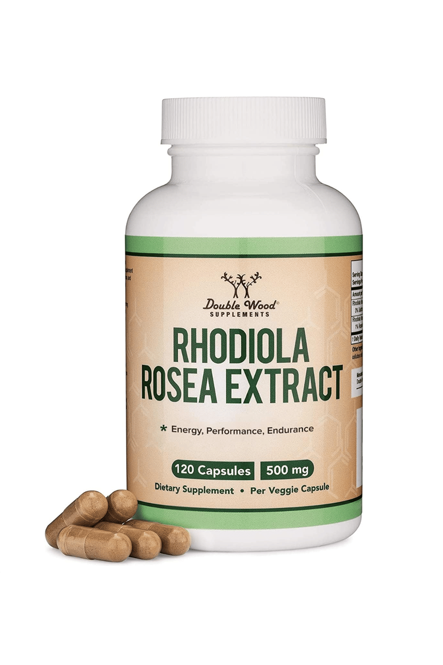Double Wood Rhodiola Rosea Extract 500mg, 120 Vegan Capsul.39.