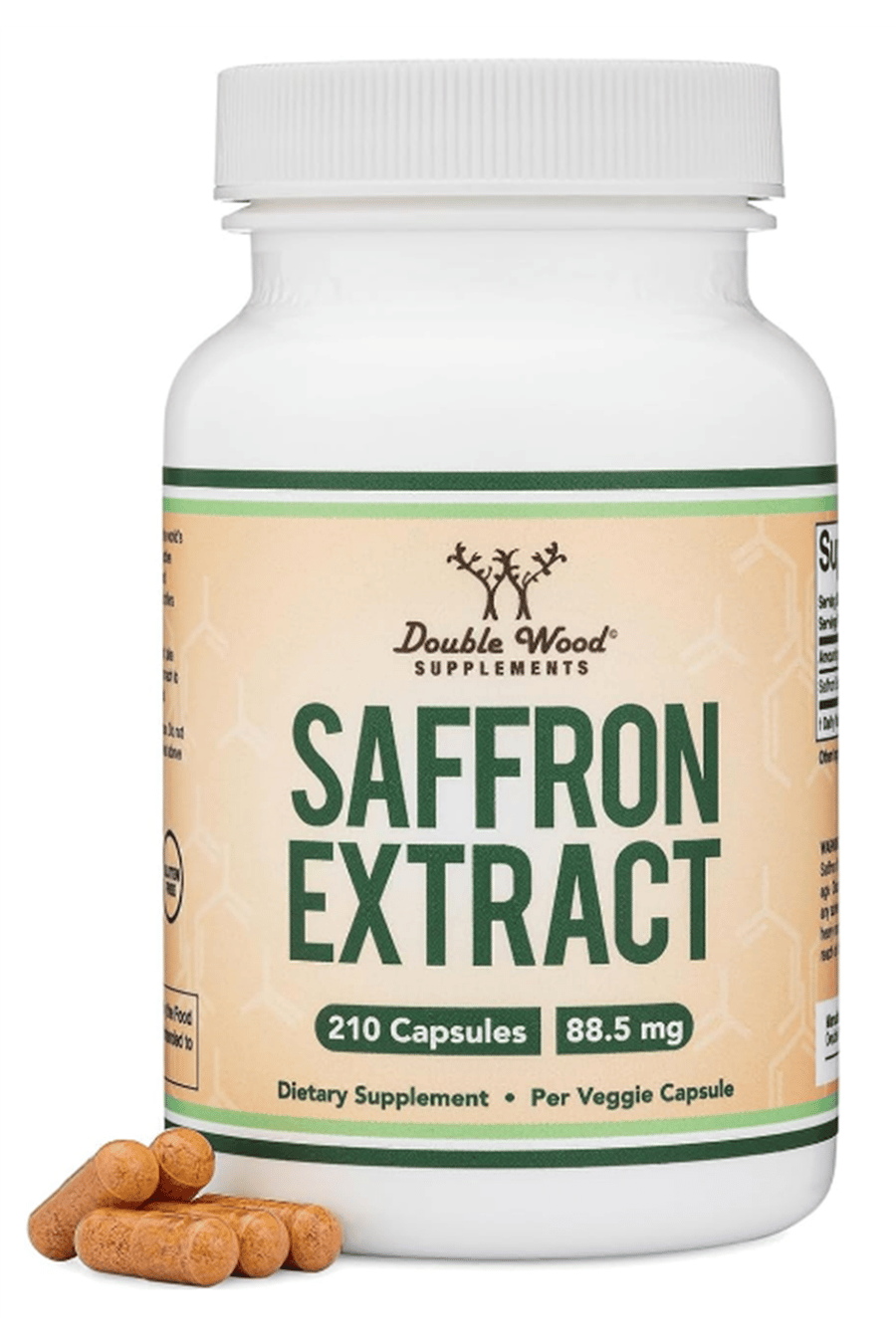 Double Wood Saffron for Focus - Saffron Extract 88.5mg Vegan Capsules (210 Capsul).