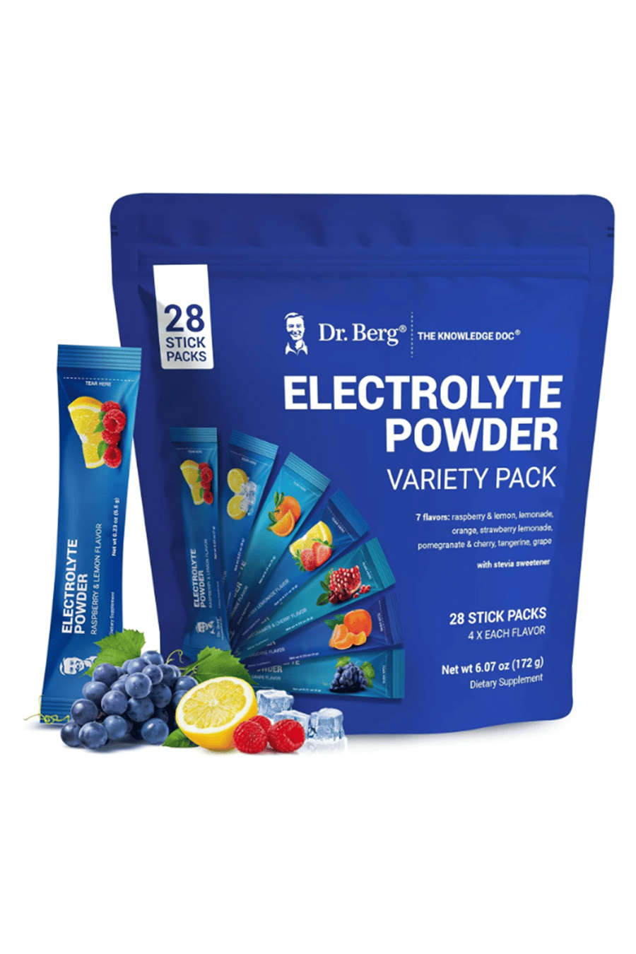 Dr. Berg  Electrolyte Powder Packets  Drink Mix - 28 Total Hydration Pouches Sugar Free - Keto No Sugar.