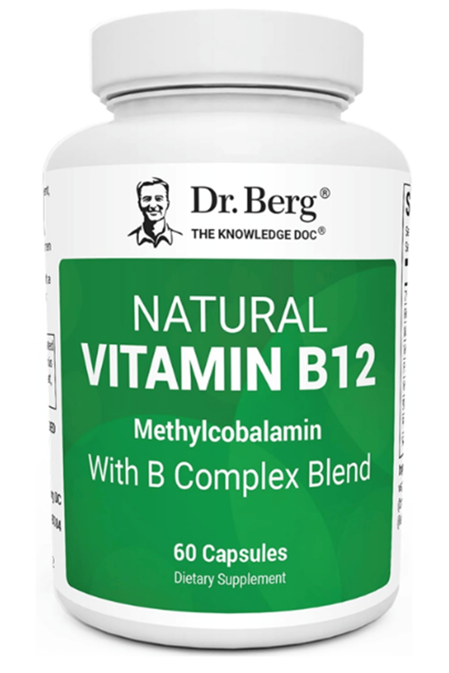 Dr. Berg Natural Vitamin B12 1000 mcg with B Complex Blend - Methylcobalamin B12 for Energy, Nerve Health, and Cognitive Function* - Methylated B12 with Folate - 60 Capsules.