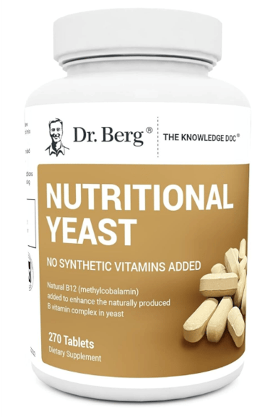 Dr. Berg Nutritional Yeast – Natural B12 Added - All 8 B Vitamin Complex – Organic Vanilla Flavor - 270 Vegan Tablets.57.