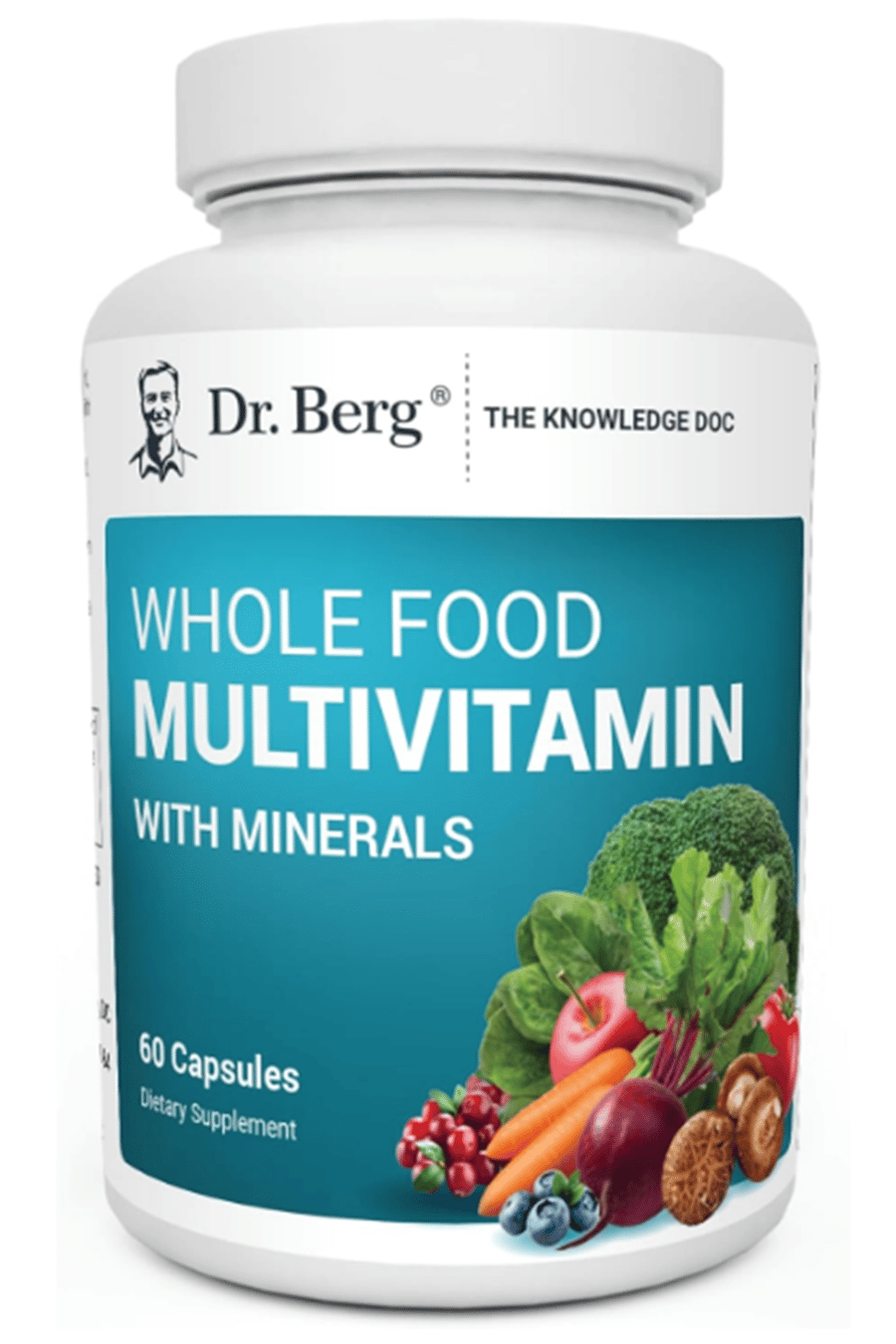 Dr. Berg Whole Food Multivitamin with Minerals - for Men and Women - Includes Premium Whole Food Fruits and Vegetable Blend with Folate, Alpha-lipoic Acid and More - 60 Capsules.64.