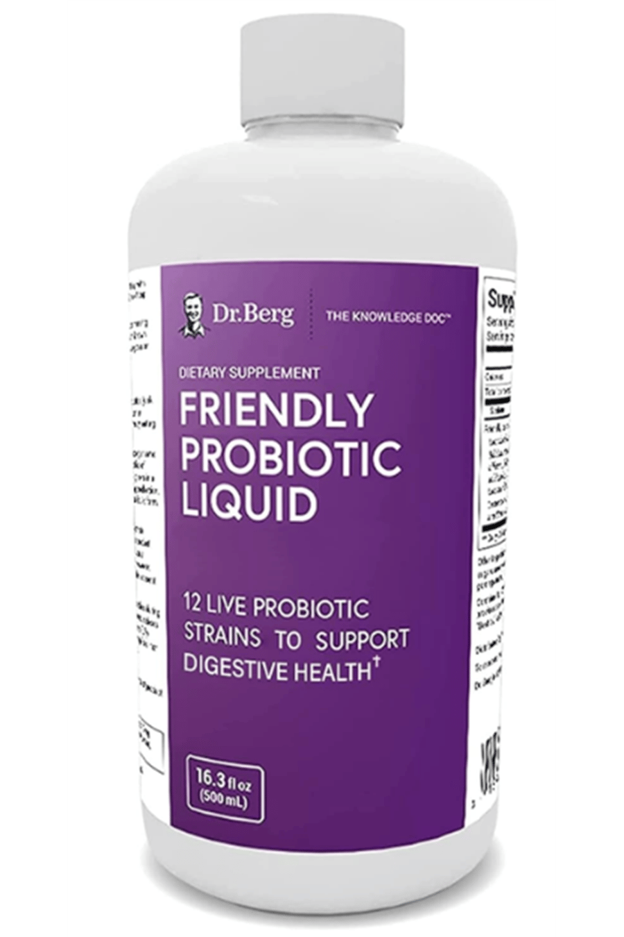 Dr. Berg's Friendly Probiotic Liquid Supplement Drink Mix w/ 12 Live Probiotics Strains.500ML 32 Servis.