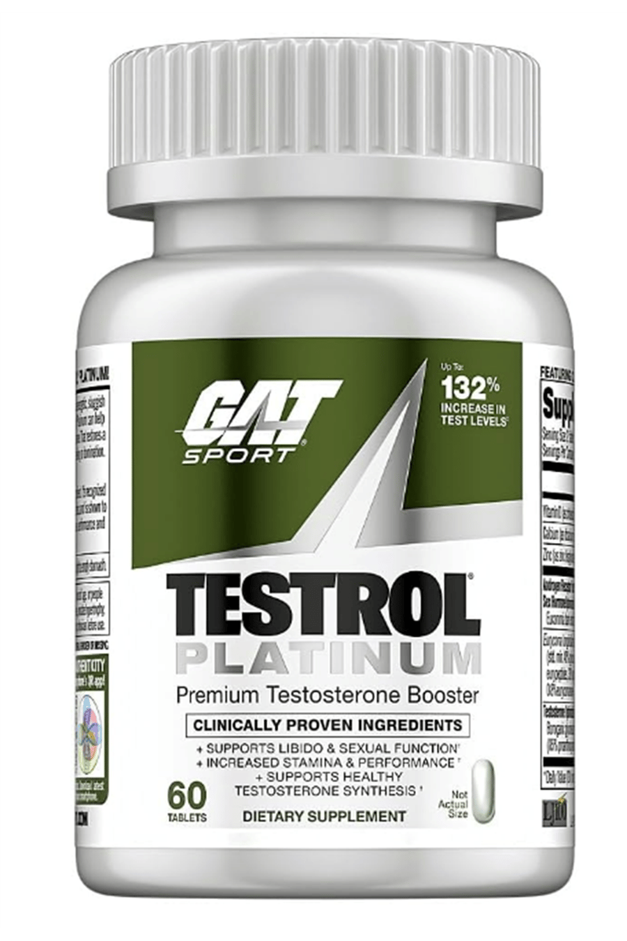 GAT Testrol Platinum, PremiumTest Booster for Men by Stamina  Boron, Vitamin D, Zinc, 60 Tablets.
