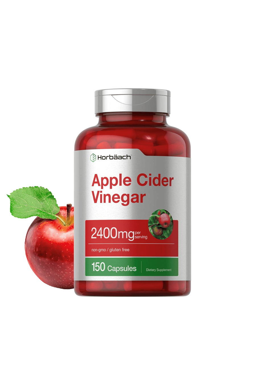 Horbaach Apple Cider Vinegar Capsules 2400mg 150 Count Non-GMO, Gluten Free.