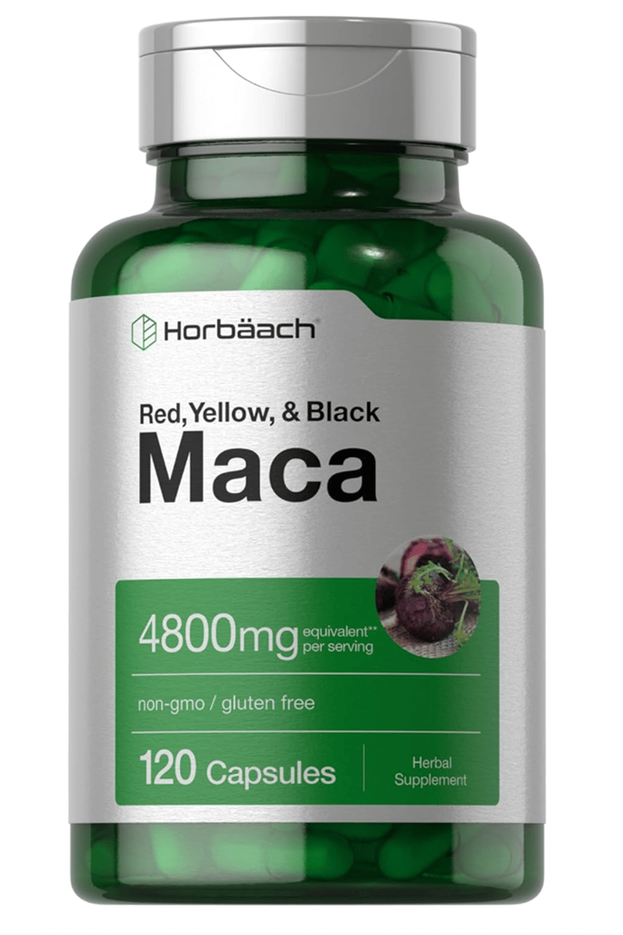 Horbaach Maca Root Capsules 120 Pills High Potency Extract Non-GMO Gluten Free.37.