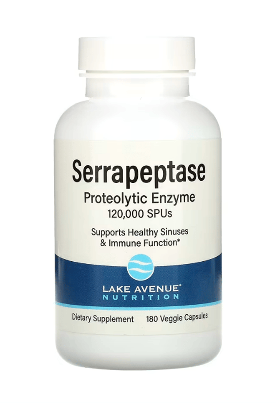 Lake Avenue Nutrition, Serrapeptase, Proteolytic Enzyme, 120,000 SPUs, 180 Veggie Capsules 75.