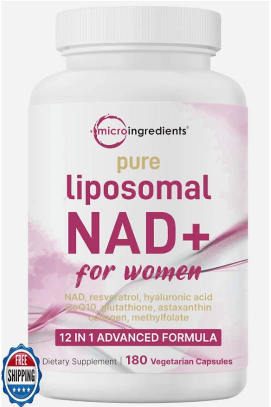 Micro Ingredients, Liposomal NAD+ For Women, 180 Vegetarian Capsules.