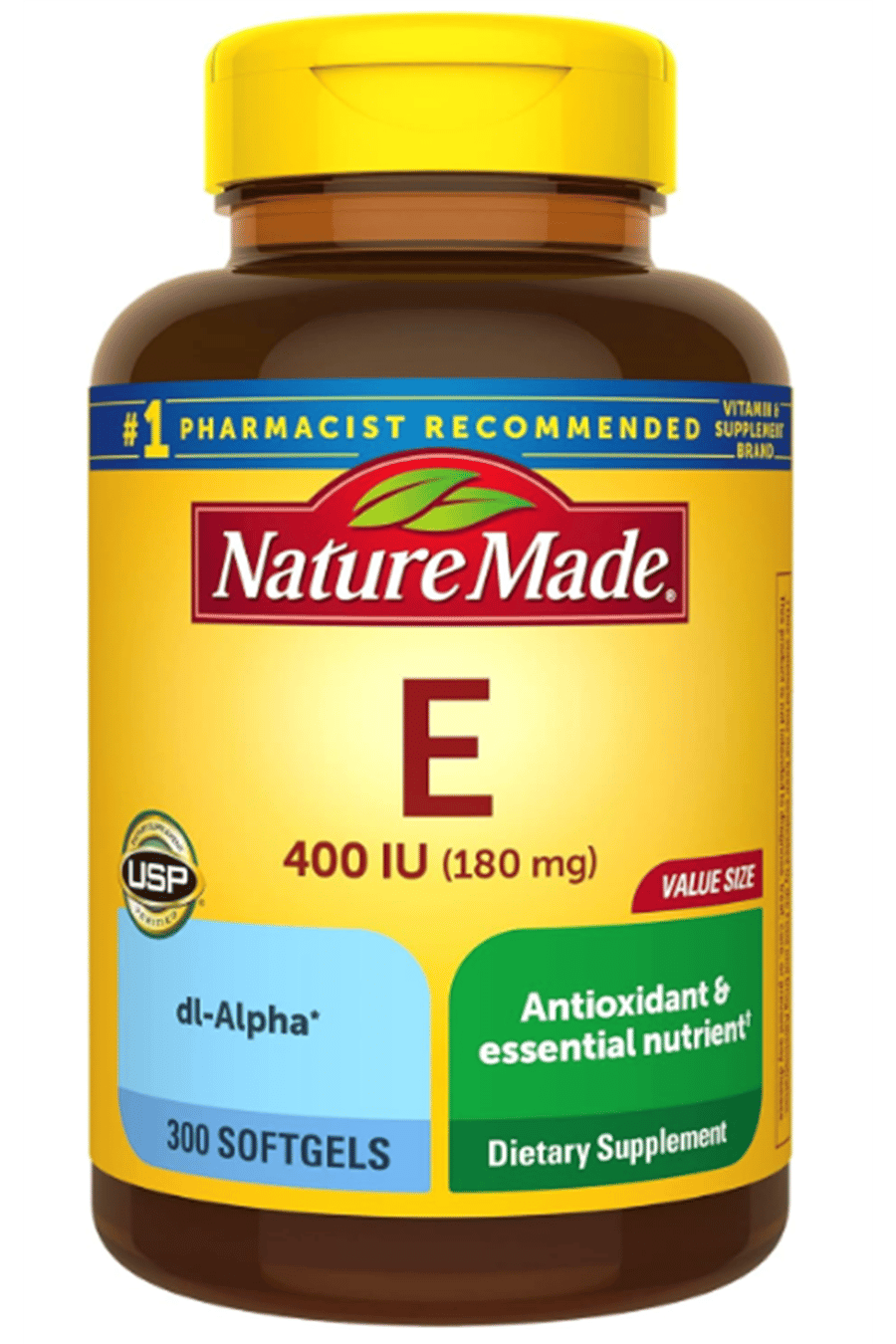 Nature Made Vıtamın E 180 mg (400 IU) dl-Alpha, Dietary Supplement for Antioxidant Support, 300 Softgels.Abd Menşei.