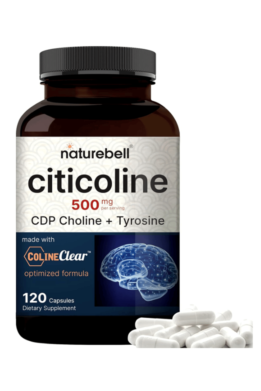 NatureBell Citicoline  CDP Choline, Citicoline 500mg Plus Tyrosine 50mg Per Serving, Optimized Dosage, 120 Capsules, 2 in 1 Formul.Abd Menşei.54.