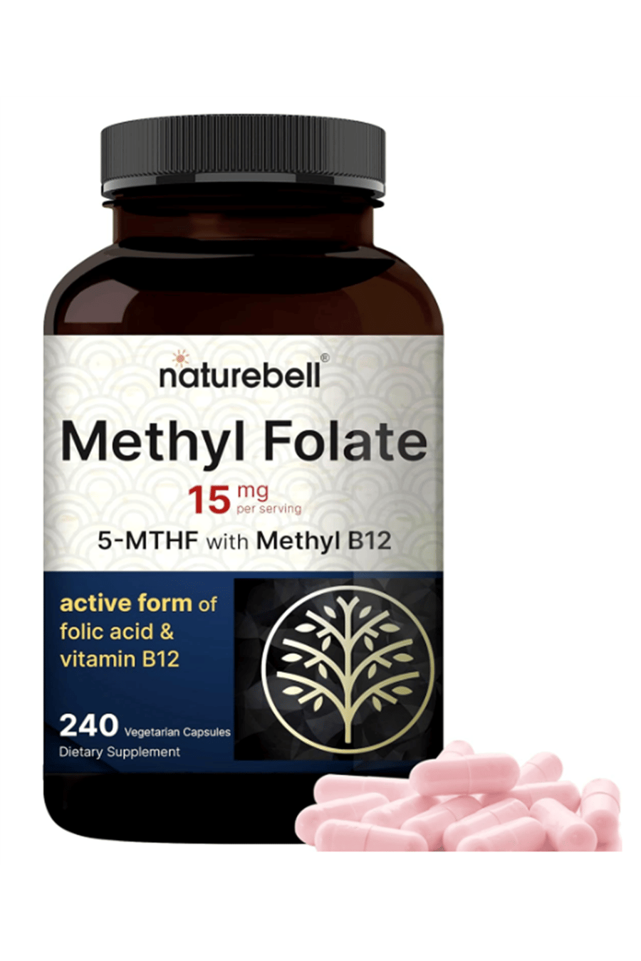 NatureBell L Methylfolate 15mg, 240 Veggie Capsules.Abd Menşei.50.