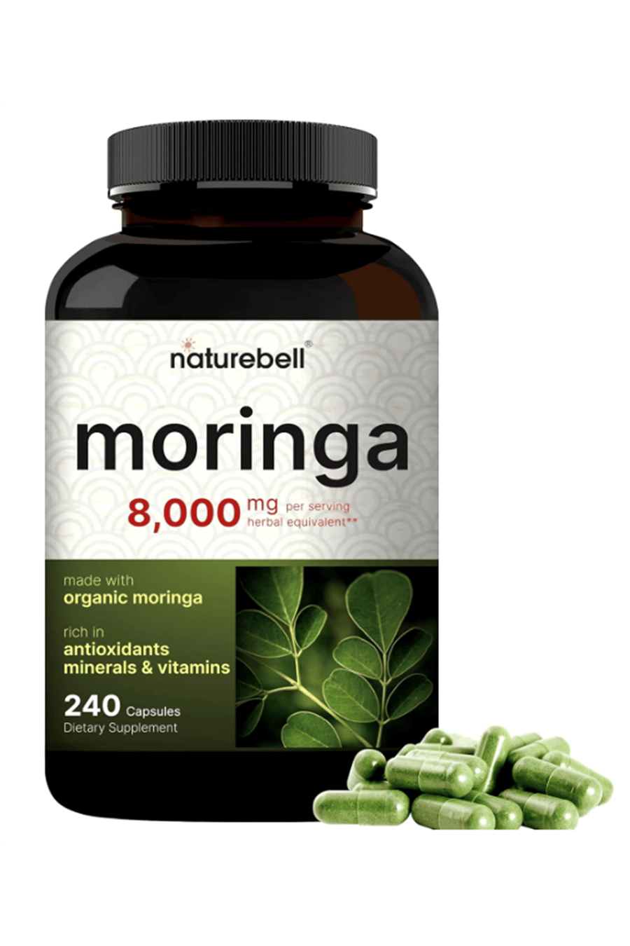 NatureBell Pure Moringa 8000mg - Made with Moringa Organic, 240 Capsules.Abd Menşei.47.
