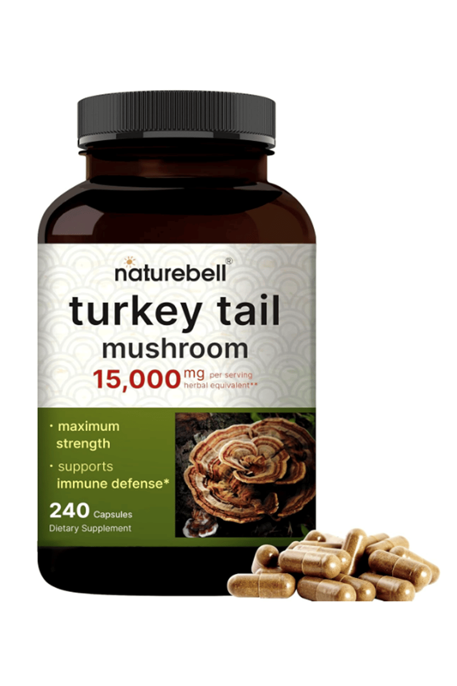 NatureBell Turkey Tail Mushroom 240 Capsul.Usa Menşei. 3733